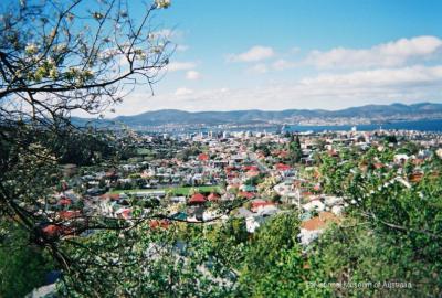 View from upper South Hobart (with South Hobart Recreation Ground in mid-ground).
